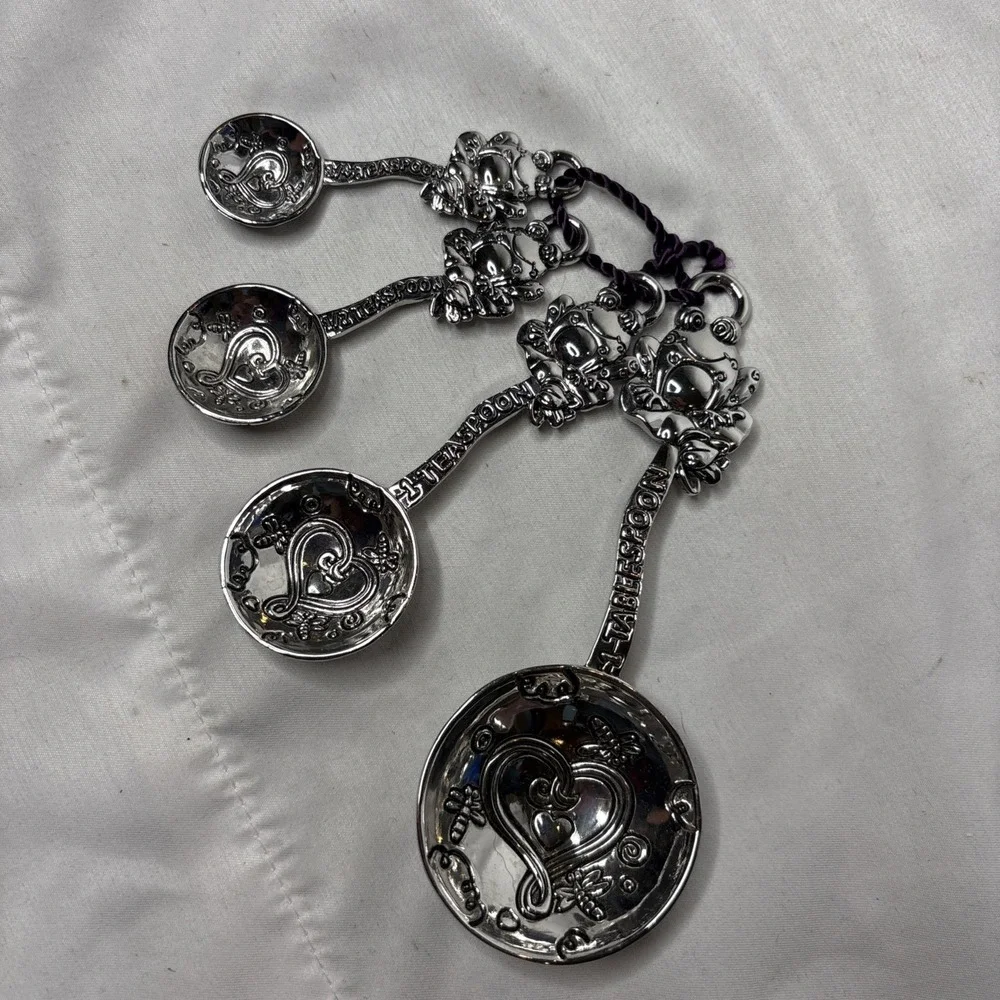 Ganz‎ Pewter Tone Frog Measuring Spoons Set Of 4 Heart & Croak Whimsical Silver